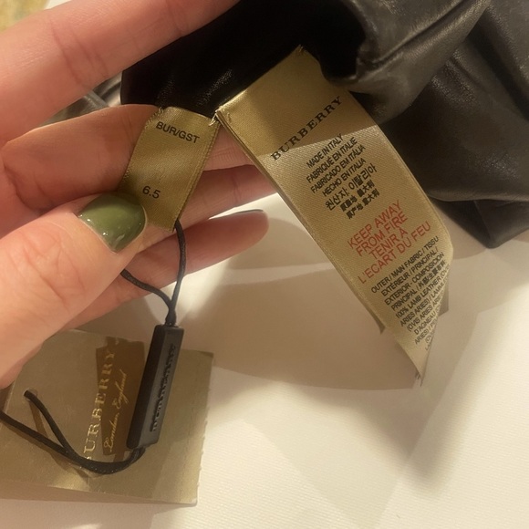 Burberry Chocolate Brown leather gloves Sz 6.5 - Picture 4 of 4